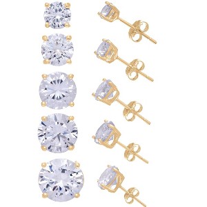 Designs By Gioelli 14K Gold Over Sterling Silver Cubic Zirconia Stud Earrings Set - 1 of 2