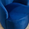 25.6"Swivel Accent 360°Swivel  Armchair Barrel Chair With Black Powder Coating Metal Ring，White+Velvet - 4 of 4