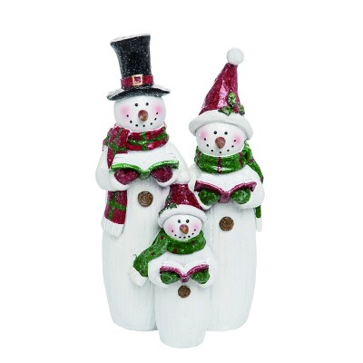 Transpac Resin 11 in. White Christmas Glittering Snowman Family