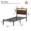 WOWLIVE Twin/Full/Queen/King Size Bed Frame with LED Light and Charging Station, Metal Frame with Storage Headboard, Large Storage Space - 3 of 4