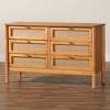 Baxton Studio Jenn Wood 6 Drawer Dresser with Distressed Finished Rattan Golden Brown/Distressed Rattan - 3 of 4