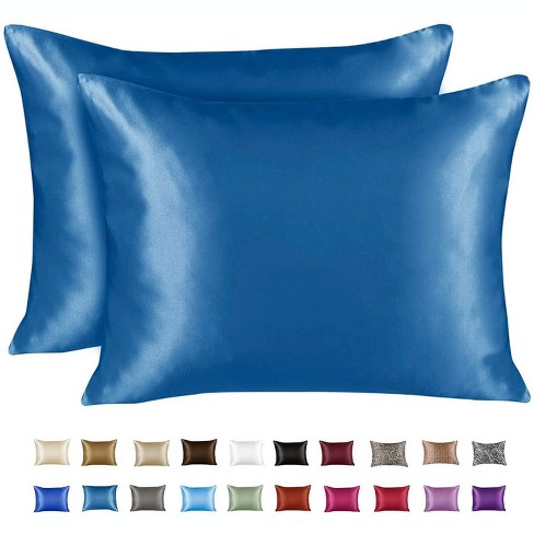 Shopbedding Satin Pillowcase For Hair And Skin - King Silk Satin Pillowcase  With Zipper, Marine Blue (pillowcase Set Of 2) : Target