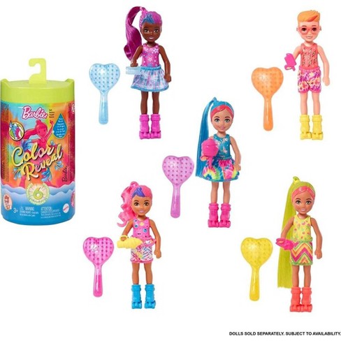 Barbie - Chelsea Color Reveal ! Color Changing Kids - Beach Go'er Doll With 6  Surprise Accessories : Target