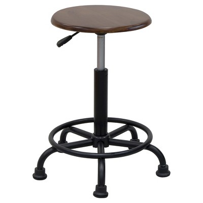 Retro Wood Stool - Rustic Oak: studio designs, Adjustable Counter & Bar Height, Hardwood Frame, Powder-Coated Finish