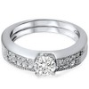 Pompeii3 5/8ct Pave Milgrain Diamond Bridal Engagement Wedding Ring Set 14K White Gold - 2 of 4