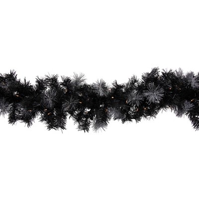6' Black Pre-Lit LED Outdoor Christmas Garland with Warm White Lights
