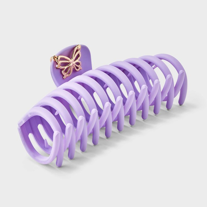 Matte Jumbo Claw Hair Clip with Butterfly Charm - Wild Fable&#8482; Lilac Purple, 1 of 3