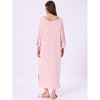 cheibear Women's Soft Three Quarter Sleeve Solid Slit Hem Pajama Dress - 4 of 4