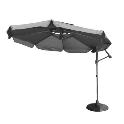 Syemin Patio Umbrella, Garden Table Umbrella with Button Tilt, Crank and Stable Umbrella Base for Patio, Garden, Yard, Gray, 126"*126"*102"