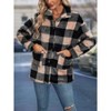 Womens Jackets Plaid Flannel Lapel Collar Button Front Coat with Pockets - 4 of 4