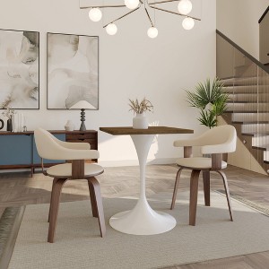LeisureMod Verve 24" Sqaure Dining Table - Modern MDF Top with White Pedestal Base Accent Cafe Table for Kitchen, Home, and Cafes - 1 of 4