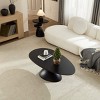 47" Oval Fiberglass Coffee Table, Minimalist Center Table with Sculptural Pedestal Base, Accent Table for Lounge or Living Room-Koiai - 3 of 4