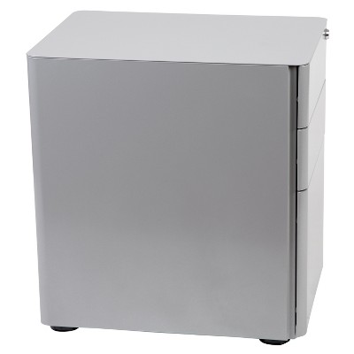 Modern Gray 3-Drawer Mobile Locking Filing Cabinet