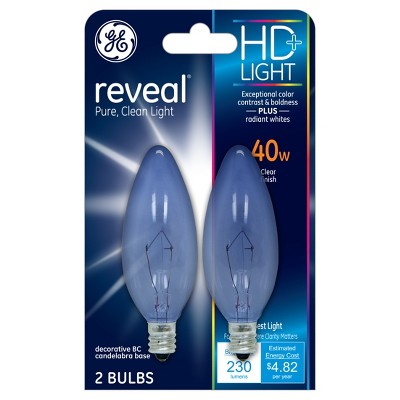 GE Reveal 40-Watt Ceiling Fan Incandescent Light Bulb (2-Pack) - Clear ...