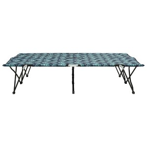 vidaXL Two Person Folding Sun Lounger Garden Outdoor Lounge Seating Steel - Leaf Pattern - 1 of 4