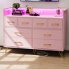 Dresser with Power Outlet and LED Lights, Wood 8 Drawer Dresser for Bedroom - 2 of 4