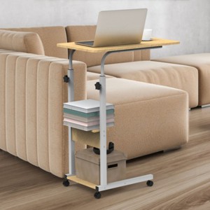 Syemin Desks Adjustable Overbed Bedside Table With Wheels C Side Table Laptop Table Small Snack Table for Small Spaces, White, 23.62"*15.75"*30.31" - 1 of 4