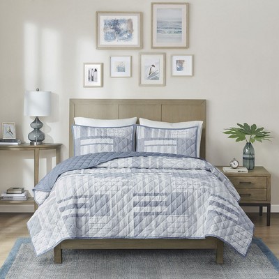 3Pcs Light Weight Jacquard Woven Quilt Set, Contemporary Style Patchwork Design Thin Bed Pad for Hot Summer