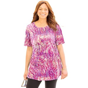 Catherines Women's Plus Size Petite Easy Fit Short Sleeve Scoopneck Tunic - 1 of 4