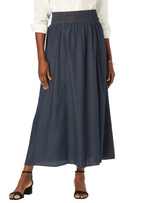 Jessica London Women's Plus Size Chambray Maxi Skirt