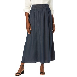 Jessica London Women's Plus Size Chambray Maxi Skirt - 1 of 4