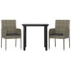 vidaXL 3 Piece Patio Dining Set with Cushions Black and Gray Poly Rattan - 3 of 4