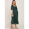 Pinkblush Hunter Green Front Tie Ruffle Sleeve Maternity Midi Dress - 3 of 4