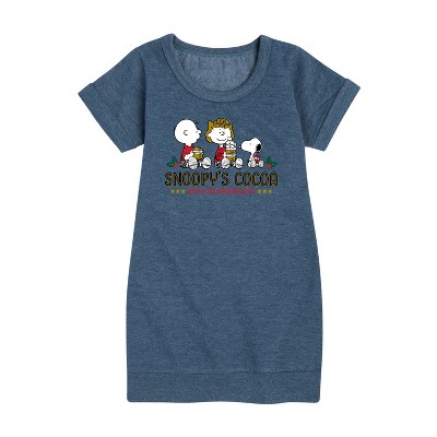 - Peanuts - Snoopy's Cocoa Christmas Graphic Short Sleeve Fleece Dress