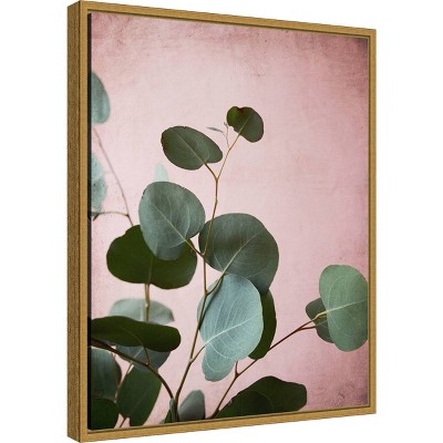 Sage Eucalyptus Framed Canvas Wall Art with Gold Frame