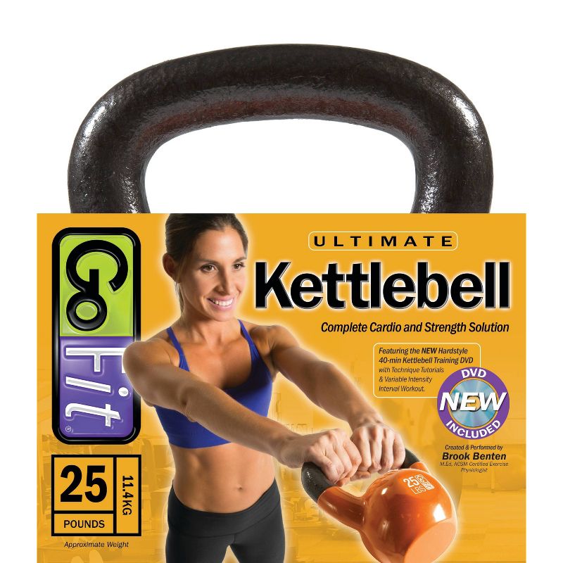 GoFit Classic PVC Kettlebell with DVD and Training Manual - Orange 25lbs, 4 of 9