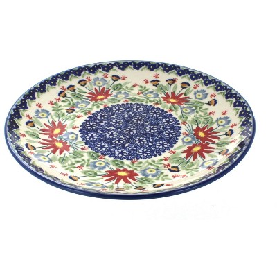 Blue Rose Polish Pottery Jungle Bouquet Dinner Plate