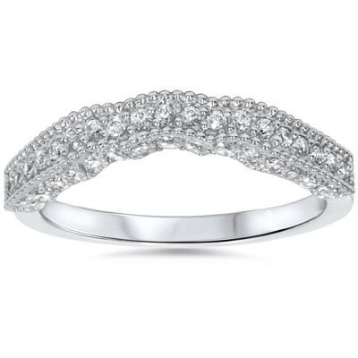 Pompeii3 5/8ct Curved Notched Diamond Ring Enhancer 14K White Gold