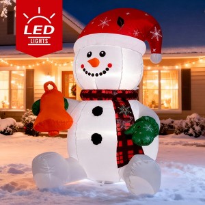 SUGIFT 4FT Christmas Inflatable Snowman with LED Lights, Waterproof Outdoor Decoration with Blower & Stakes - 1 of 4