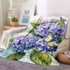 Lomsoe Butterfly Hydrangea Print Flannel Blanket - All Seasons Soft and Warm Throw Blanket for Bed, Napping, Camping, Travel, Office - 3 of 4