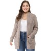 Agnes Orinda Women's Plus Size Lightweight Knit Open Front Long Sleeve Cardigans - 2 of 4