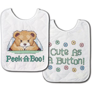 Tobin Stamped Cross Stitch Bib Pair Kit 8"X10" 2/Pkg-Under The Covers - 1 of 1