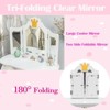 Kids Vanity, Girls Vanity Table with Tri-Folding Mirror,Stool & Drawer, 2 in 1 Wooden Princess Makeup Desk Dressing Table - 3 of 4