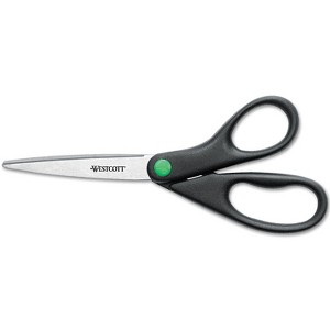 Westcott KleenEarth Recycled Stainless Steel Scissors 8" Straight Black 41418 - 1 of 4