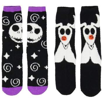 The Nightmare Before Christmas Adult Plush Slipper Socks w/ No-Slip Sole 2 Pack Black