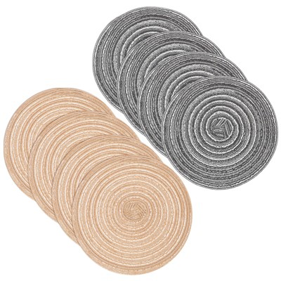 Unique Bargains Woven Braided Washable Decorative Round Placemat 8 Pcs