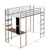 CAVINAS Twin Size Metal Loft Bed with Ladder & Fence,Modern Bed Frame with Desk for Bedroom,Study - 4 of 4