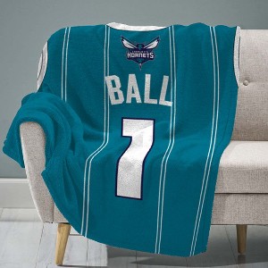Sleep Squad Charlotte Hornets LaMelo Ball 60 x 80 Raschel Plush Blanket - 1 of 4
