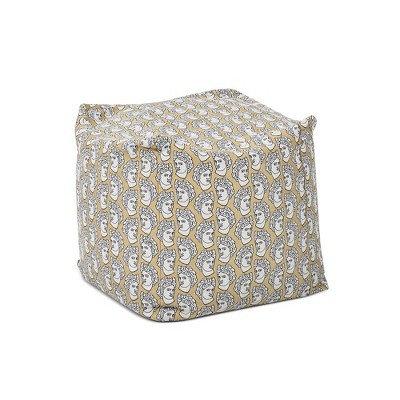 Gold and Cream Embroidered Luxury Oversized Pouf Ottoman