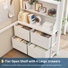 Twin Size Loft Bed with Desk, 4 Large Fabric Drawers and Open Shelves, Heavy Duty Metal Loft Bed with LED Lights, Power Outlets, No Box Spring Needed - 4 of 4