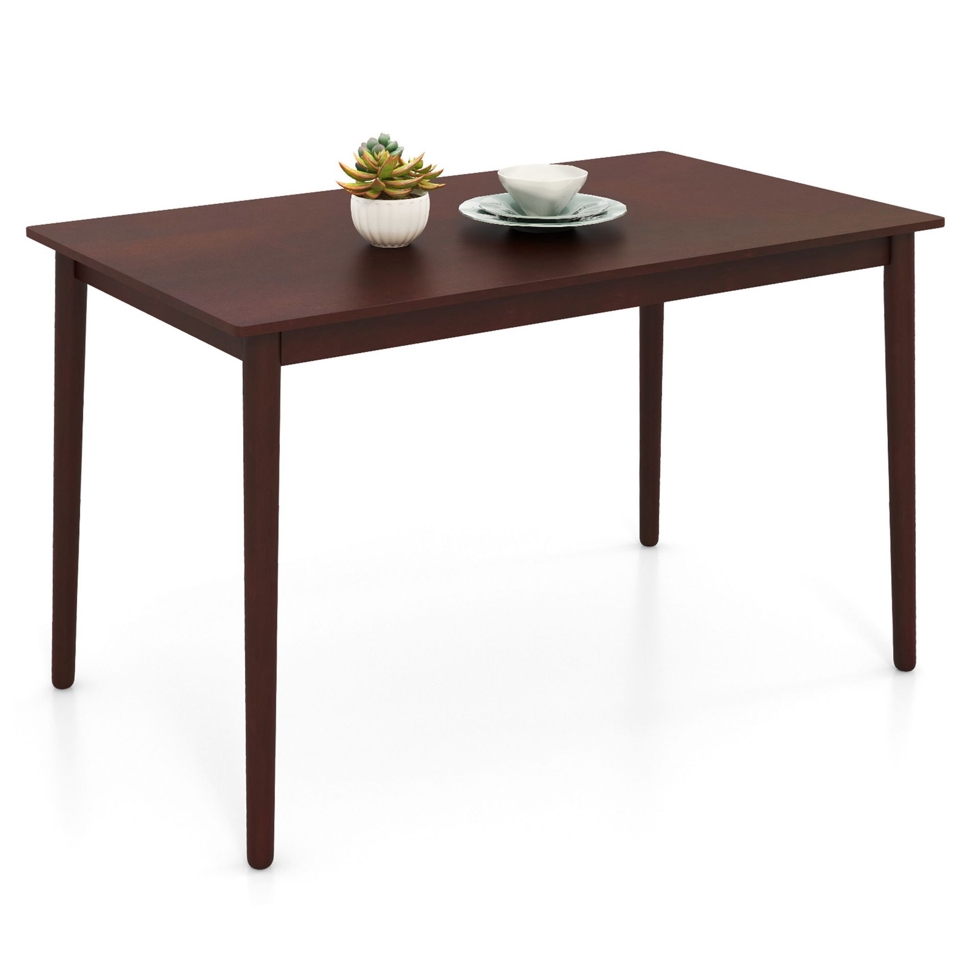 Tangkula 48" Rectangular Dining Table for 4 w/ Rubber Wood Legs Mid Century Modern