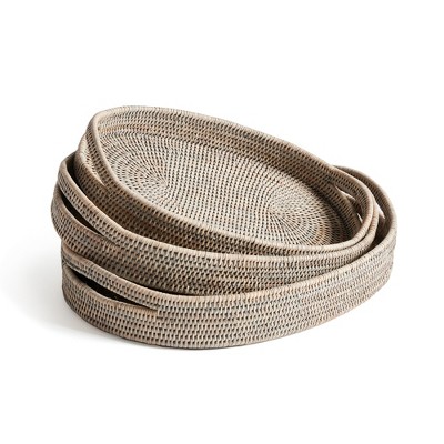 Plum & Post Burma Rattan Oval Serving Trays Set of 3