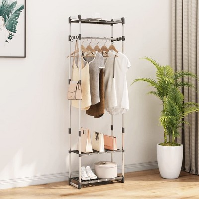 VidaXL 3-Tier Clothes Rack Silver 23.2"x11.4"x75.6" Aluminum