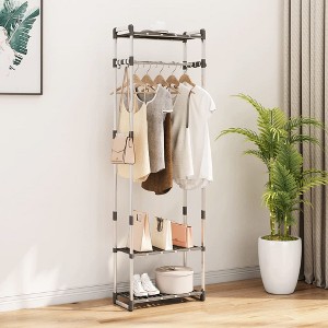 VidaXL 3-Tier Clothes Rack Silver 23.2"x11.4"x75.6" Aluminum - 1 of 4