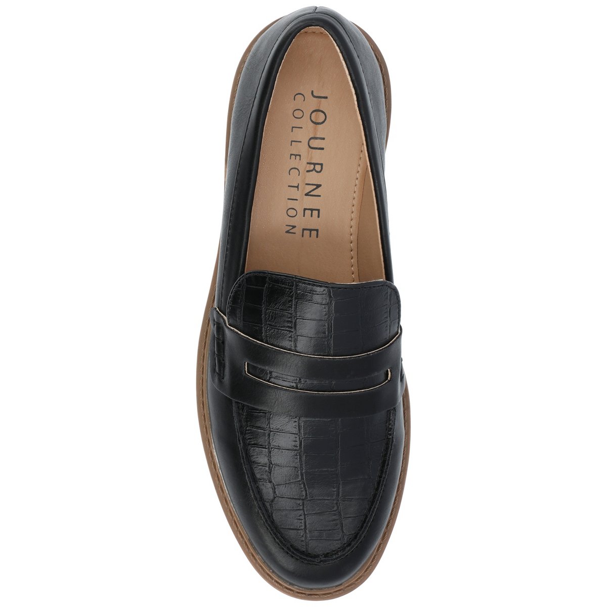 Женские туфли Journee Collection Women's Kenly Medium and Wide Width Slip On Round Toe Loafer Flats Patent/Black 12 — фото 4