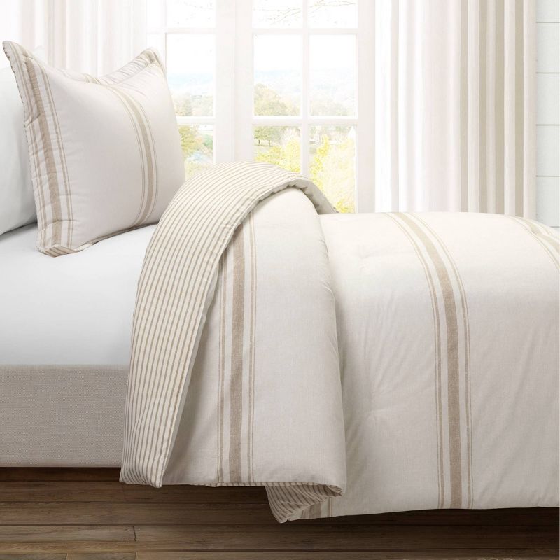 Farmhouse Stripe Reversible Cotton Comforter & Sham Set - Lush D&#233;cor, 3 of 17